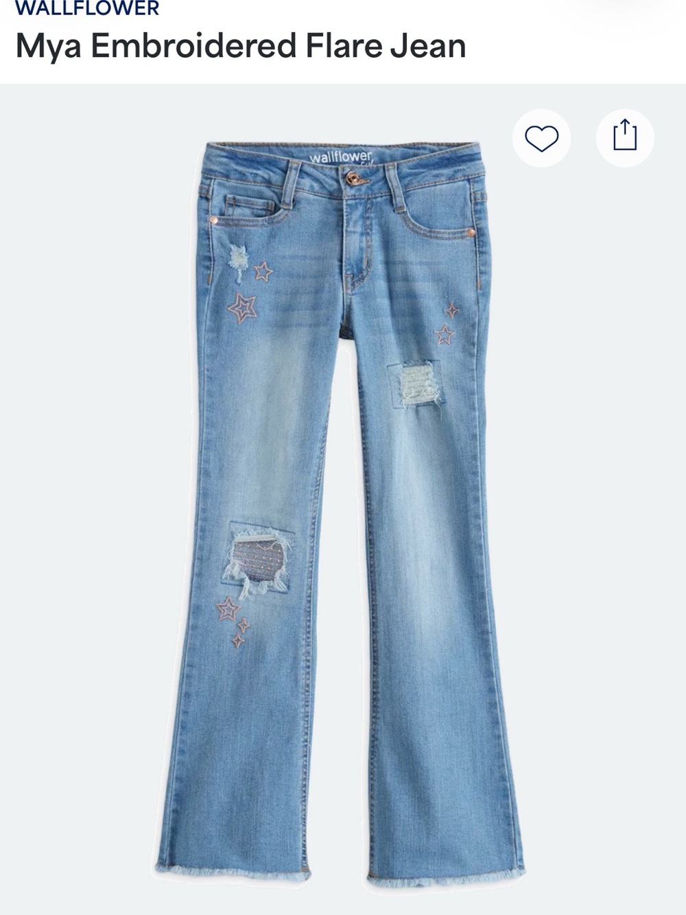 Girls Wallflower Flare Jean, NWT, size 14.